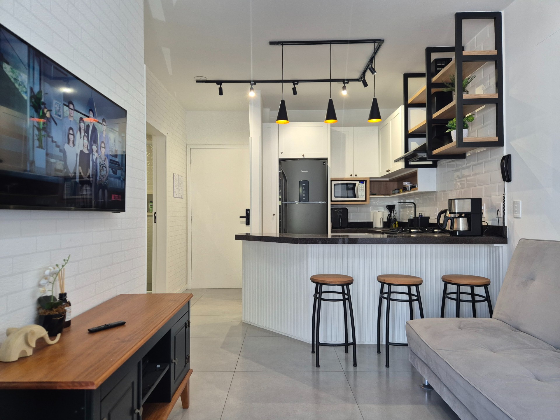 Integrated living room and kitchen